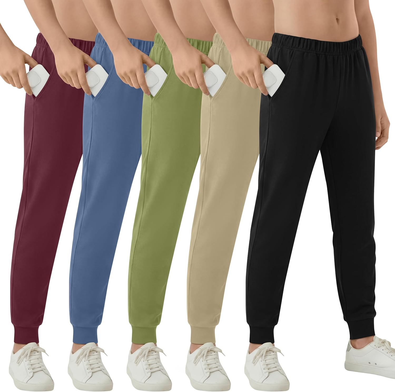 5 Pack Boys Sweatpants Kids Active Jogger Youth Casual Athletic Pants Lightweight Soft Sweat Pants with Pocket
