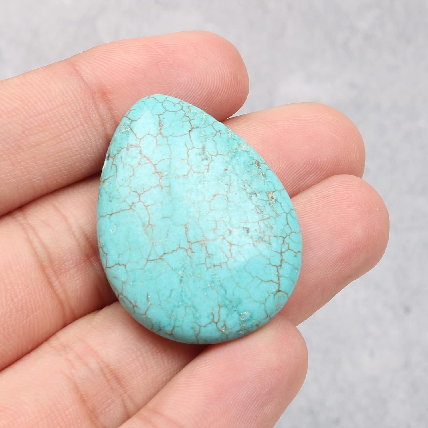 REAL-GEMS Natural Blue Turquoise 82.55 Ct. Drilled Pear Shape Certified Loose Gemstone