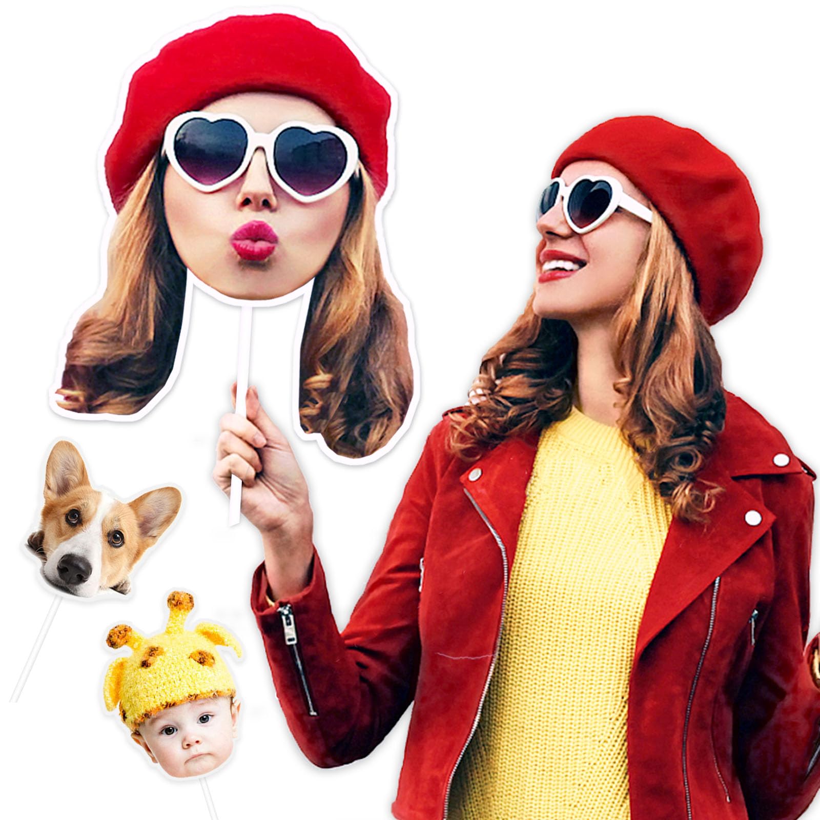 Amazon.com: Head Cutouts on a Stick Custom Face Cut Out Photo Prop ...
