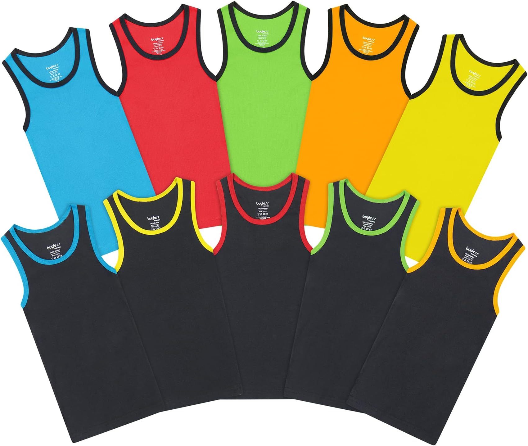 Buyless FashionBoys Scoop Neck Tagless Undershirts Soft Cotton Tank Top (10 Pack)