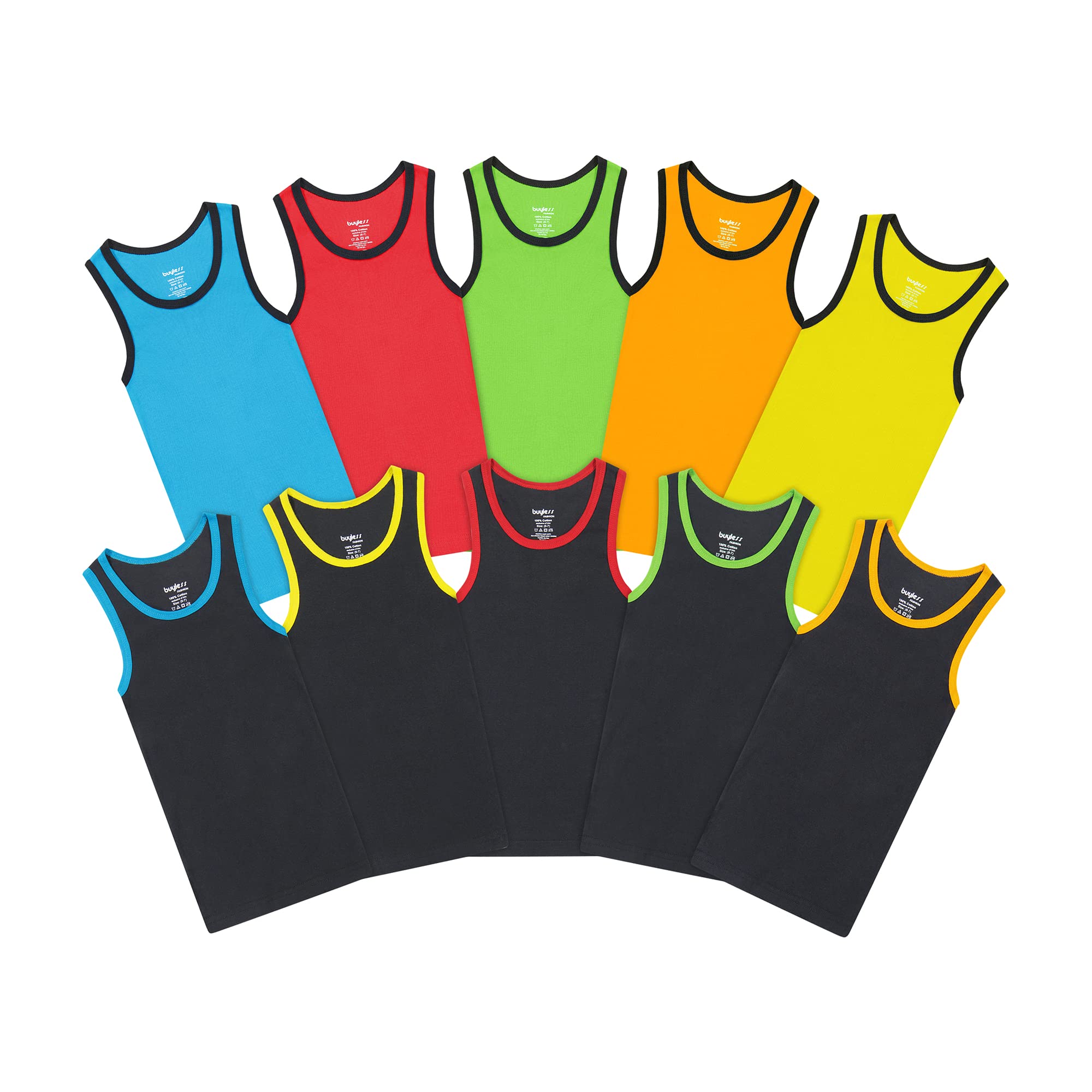 Buyless FashionBoys Scoop Neck Tagless Undershirts Soft Cotton Tank Top (10 Pack)