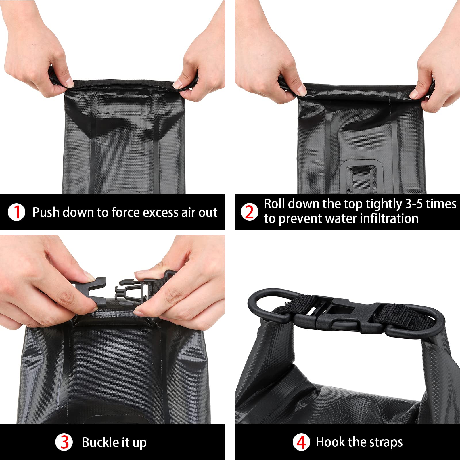 Wasserdichtes Erste-Hilfe-Set Roll-Top-Boot-Notfall-Set mit wasserdichtem Inhalt für Angeln, Kajakfahren, Bootfahren, Schwimmen, Camping, Rafting, Strand, Schwarz