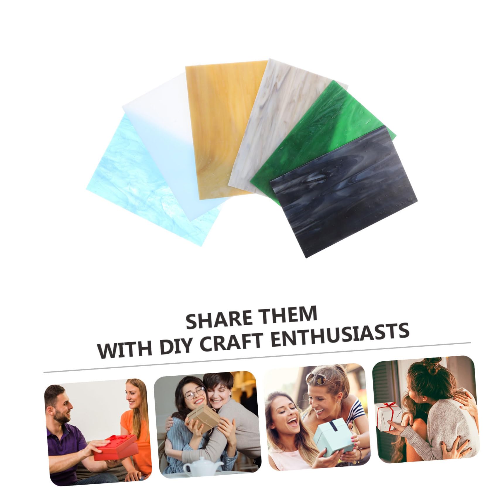 Housoutil Glass Mosaics Pieces Colored Mica Flakes Stained Glass Sheets Mosaic Tiles for Crafts DIY Bulk Pack