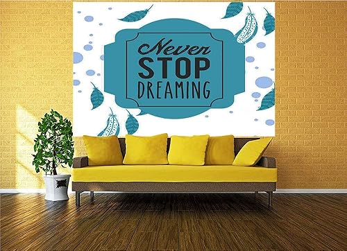 Miniatura 2 de Vinilo de pared de 55.1 x 30.0 in, con frase Never Stop Dreaming sobre rayas de los Estados Unidos, diseño artsístico de despegar y pegar, adhesivo