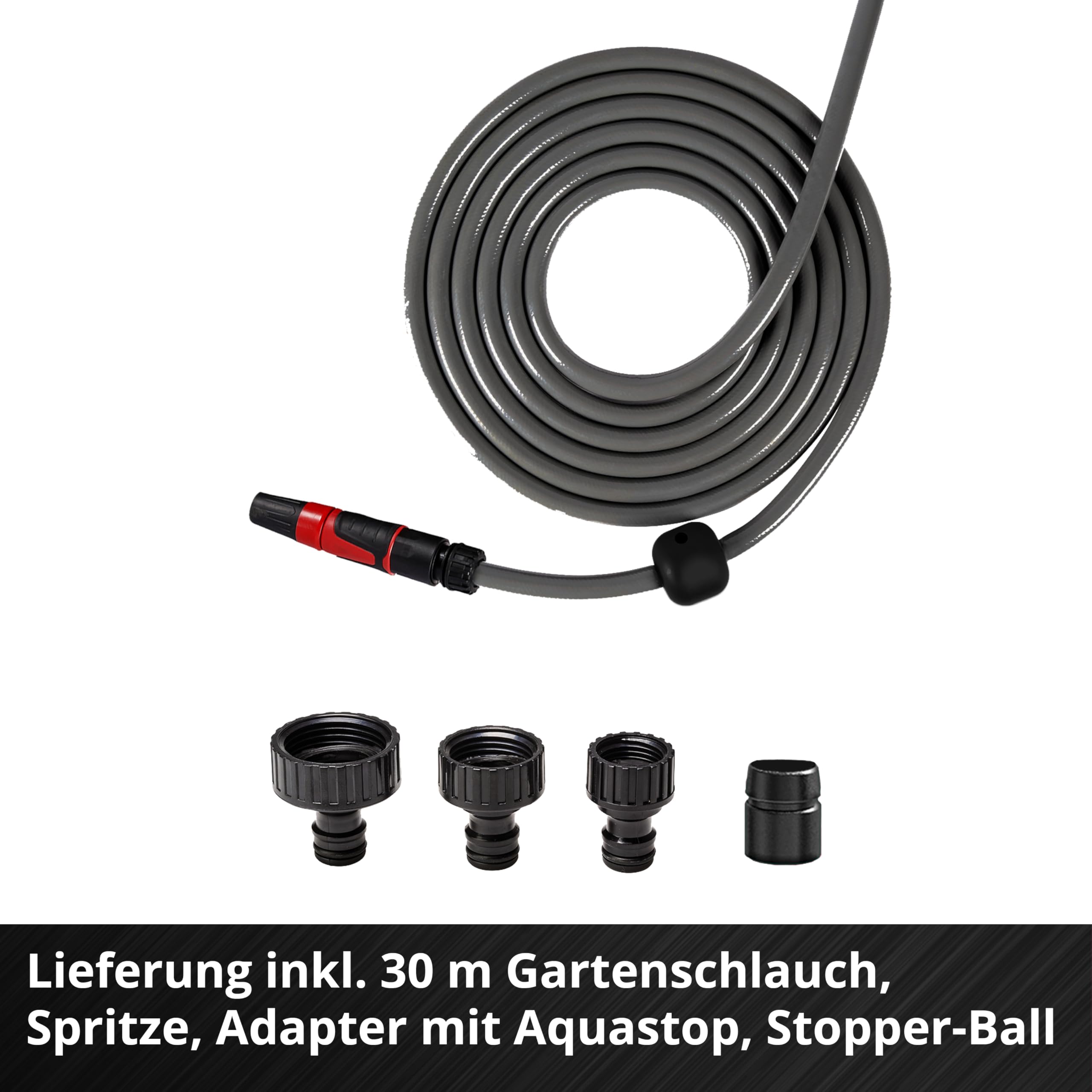 Einhell Akku-Schlauchtrommel GE-HR 18/30-1 Li-Solo Power X-Change (18 V, automatische Schlauchaufwicklung, bis zu 180° schwenkbar, Wandhalterung, 30 m Gartenschlauch & -spritze, ohne Akku)