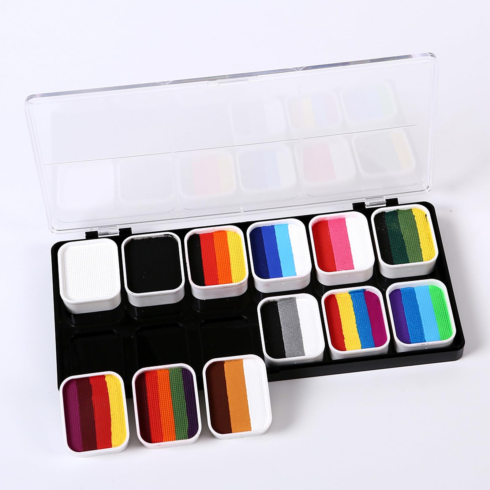 Kit de maquillage facial à activation par eau Palette professionnelle Split Cakes avec 3 pinceaux Sûr non et corporel pour Halloween Cosplay