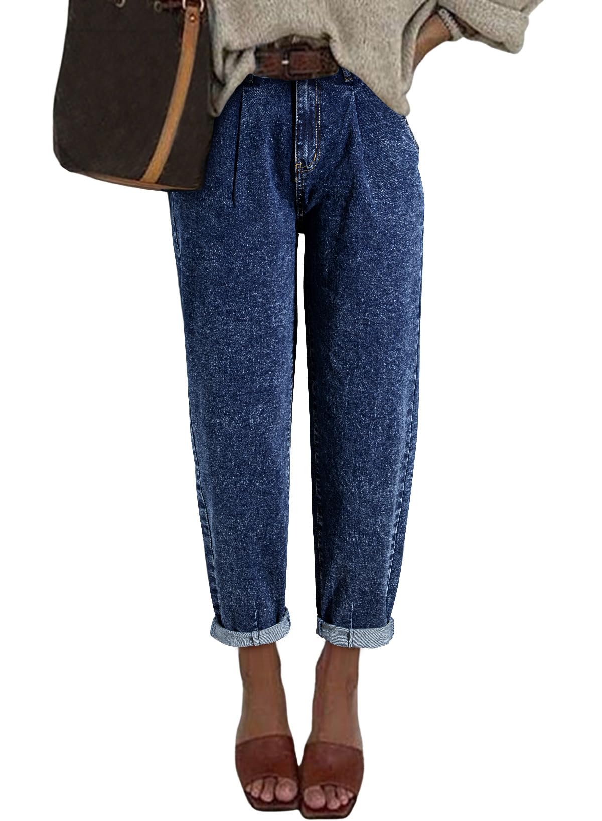 EVALESS Women's High Waisted Baggy Boyfriend Barrel Jeans