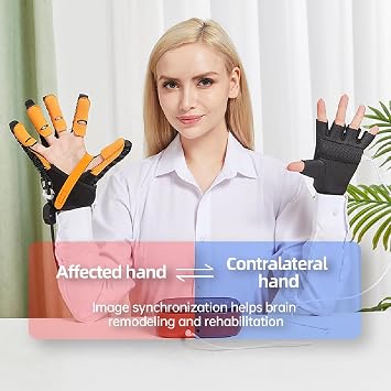 Rehabilitation Robot Gloves, Hand Exercisers Physical Splint Electric Hand Dysfunction Stroke Paralysis Hemiplegia Arthritis Patient Rehabilitation Training Therapy Equipment Plugin type Left XXL
