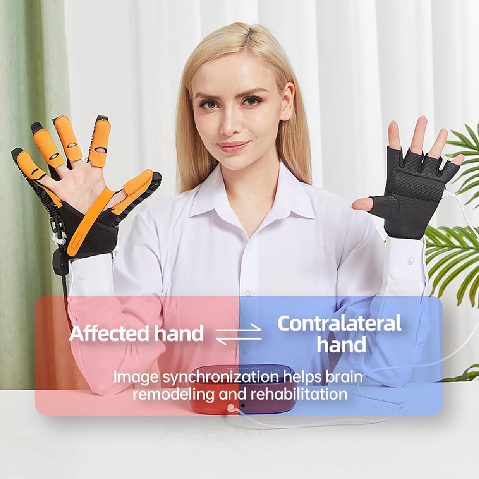 Guantes de Rehabilitación Robóticos para Pacientes con Artritis Hemiplejia y Accidentes Cerebrovasculares, Dispositivos de Fortalecimiento de Manos para Entrenamiento Diario Storage type Right XXL