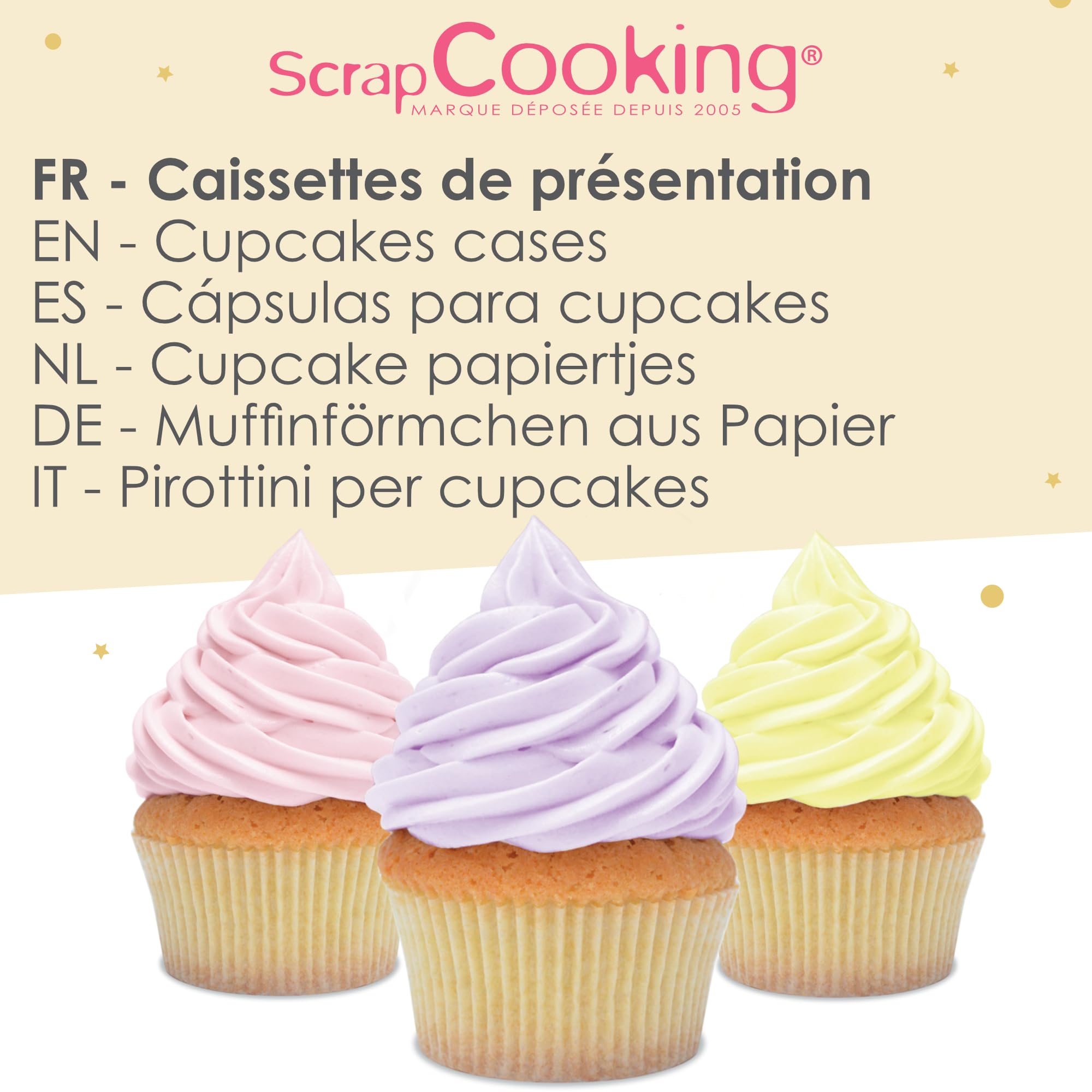 ScrapCooking 4909 Set of 36 White Cupcake Cases and Muffin Cases for Pastries - Presentation & Baking Cases - Transparent White