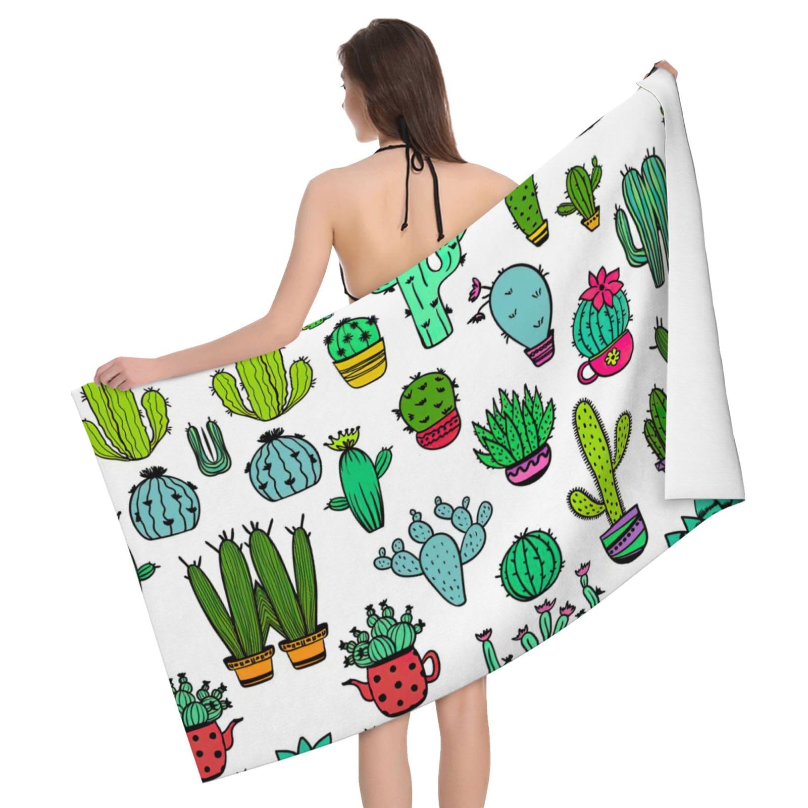 Serviette de bain cadeau anniversaire et mariage en microfibre imprimé succulent