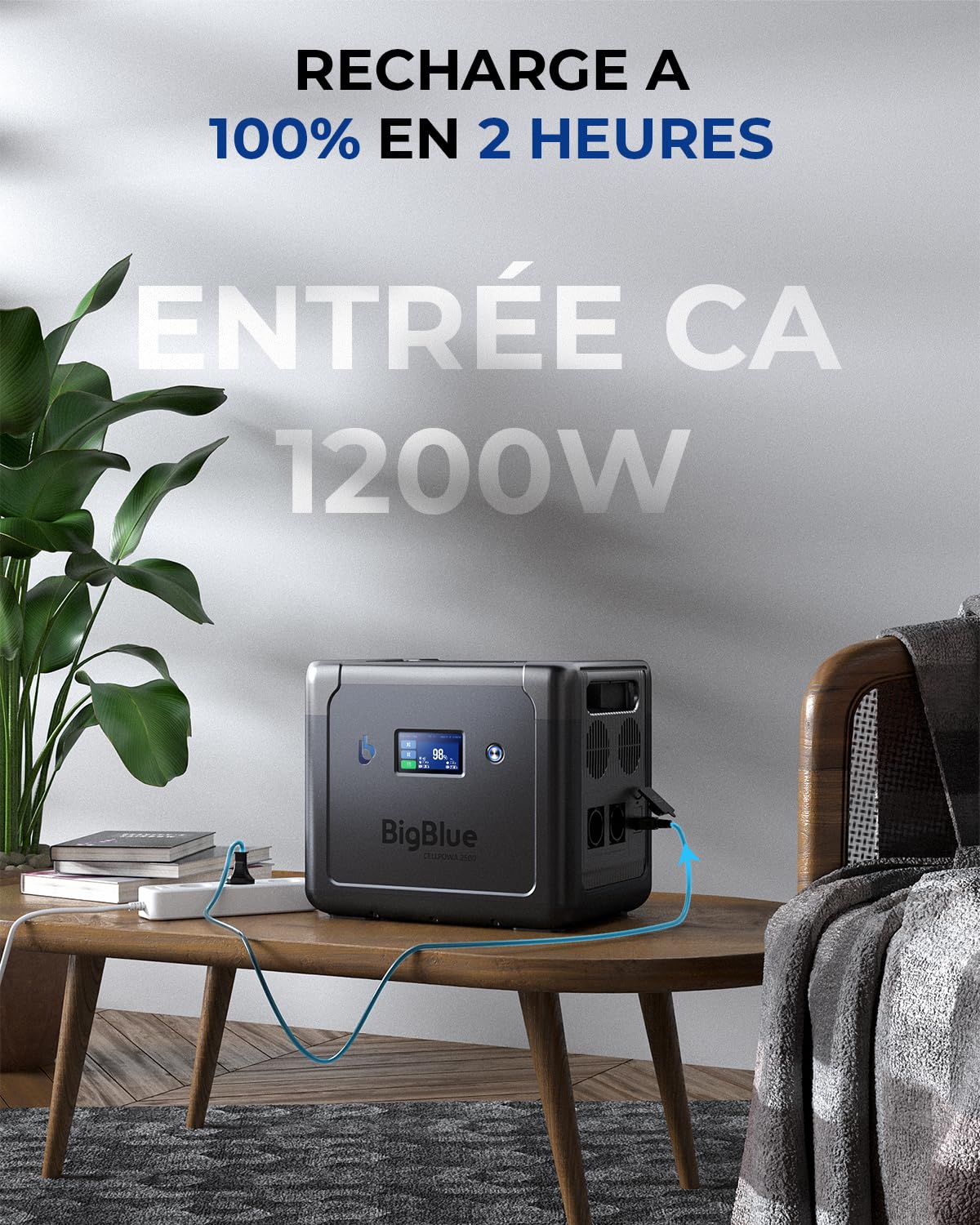 【10ms ASI】 BigBlue 2500W Générateur Électrique Portable LiFePO4 1843Wh
