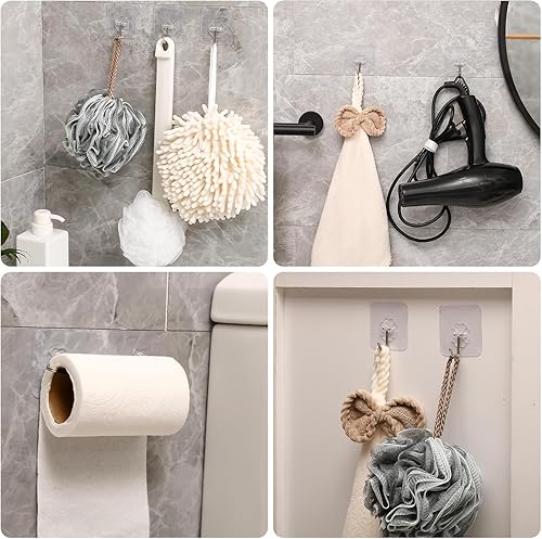 Miniatura 5 de Paquete de 30 ganchos autoadhesivos resistentes de 13 libras (máx.) para colgar en la pared, impermeables, a prueba de aceite, para baño, ducha,