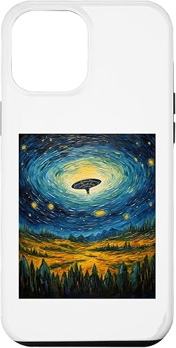 iPhone 13 Pro Max Funny paint Alien UFO Lover Starry Night Alien UFO Van Gogh Case