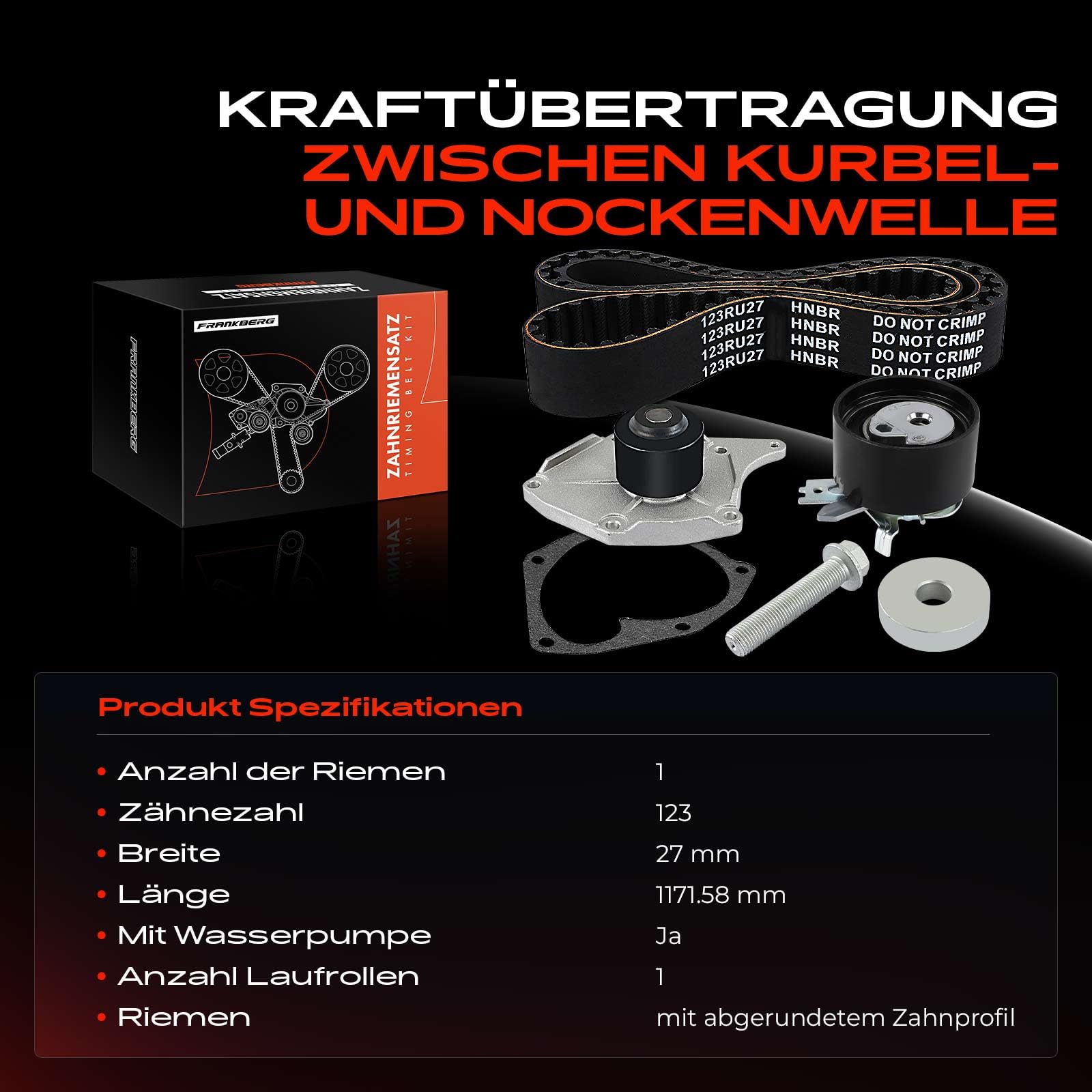 Frankberg Polea tensora de la correa de distribución tensor de la correa | 7883-13097, Riemenspanndämpfer Keilrippenriementrieb UmlenkFührungsrolle; Compatible con: Caja Kubistar X76, Finca Logan I