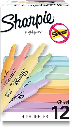 Miniatura 1 de Sharpie Resaltadores de tanque, colores pastel suaves, punta de cincel surtida, 12 unidades