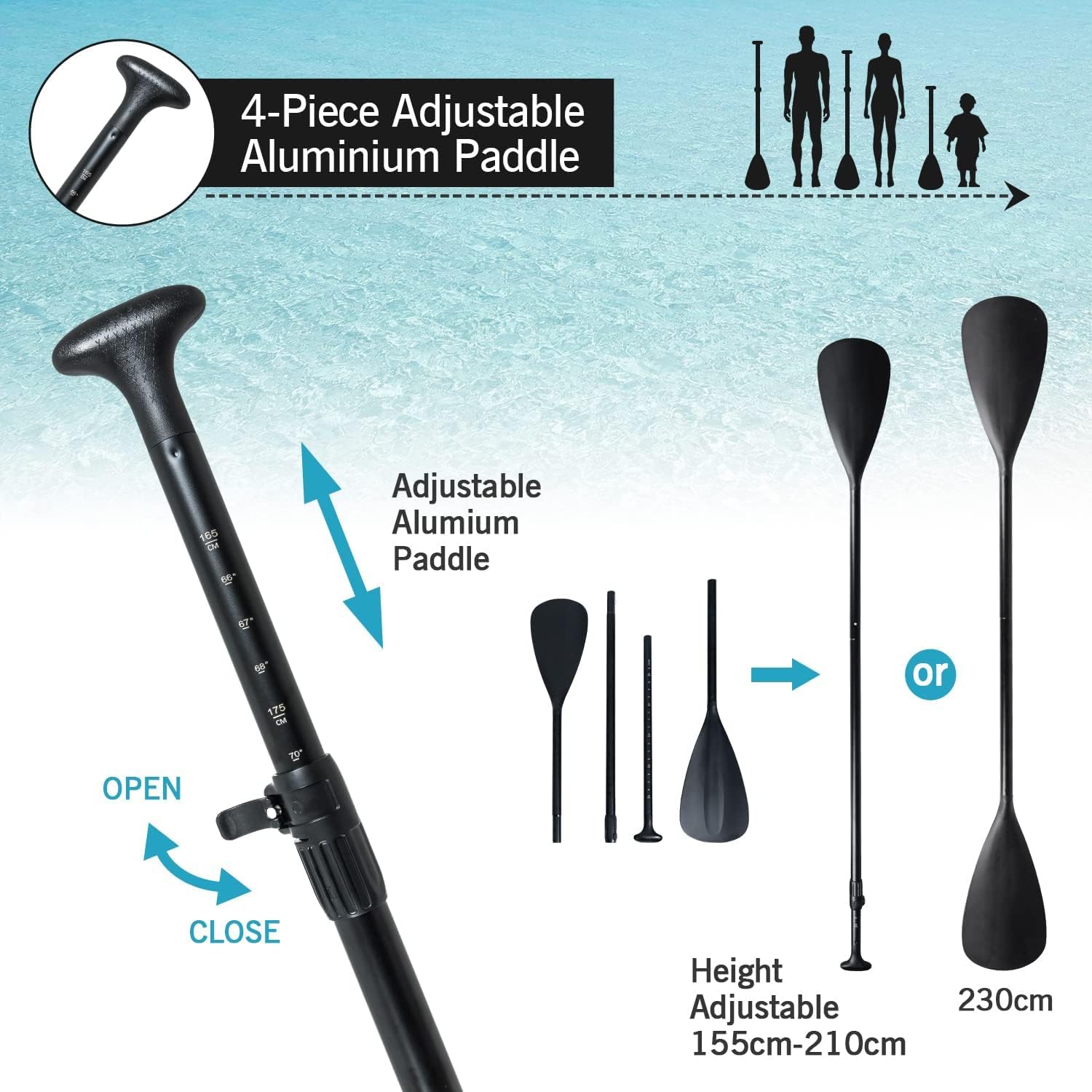 ZealWe Stand Up Paddling Board, 335cm SUP Board Aufblasbar für 2 Personen/Familien, Mit Sitz & Allem Zubehör, Doppelpaddel, für Wassersport und Paddling, Standup Paddle Board for Adults & Einsteiger