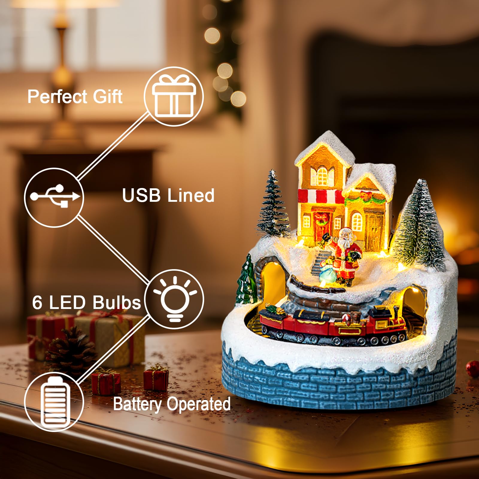MXwcy Figuras de pueblo de Navidad, coleccionables, estatuas arquitectónicas (Papá Noel)