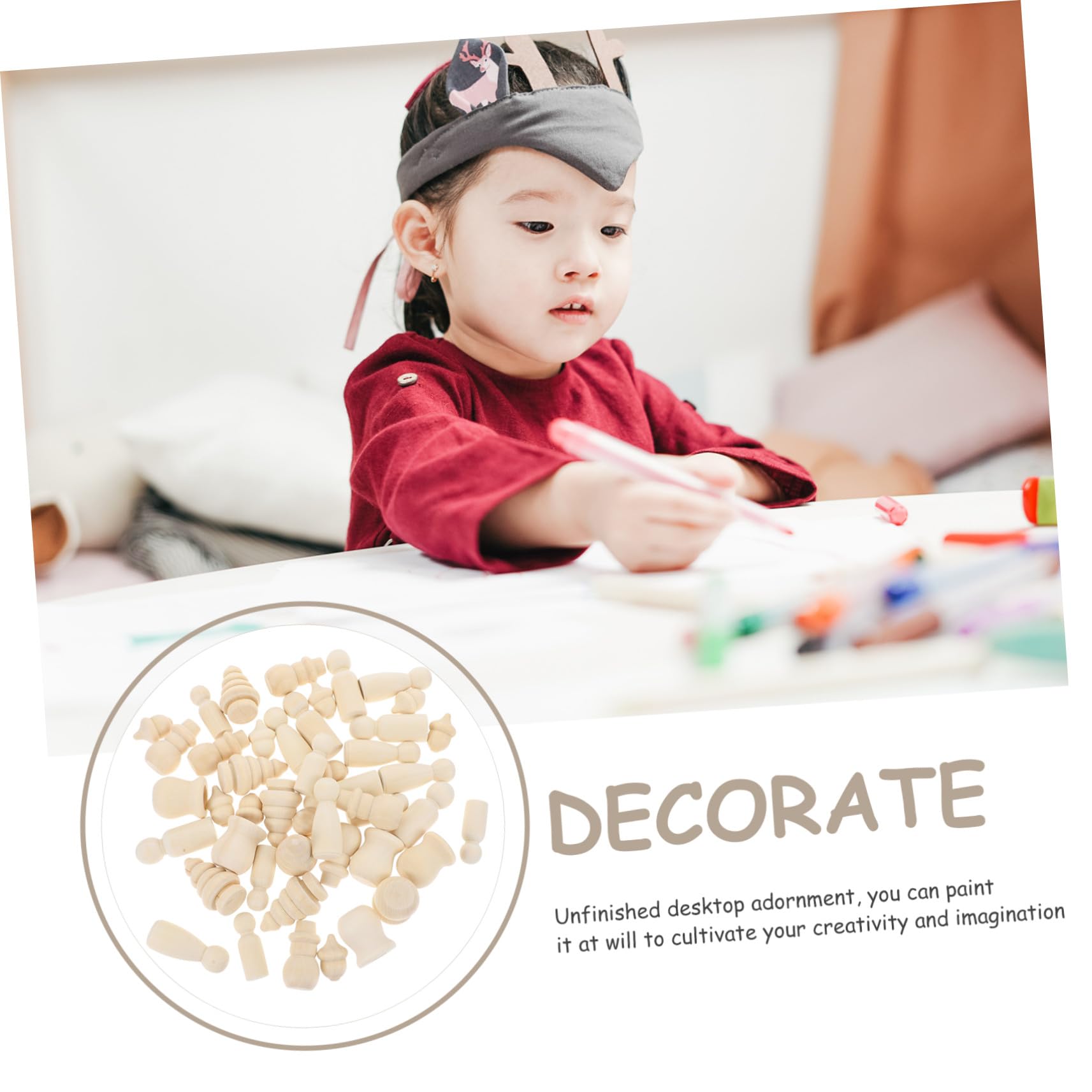 Mikikit 1 Set de Madera DIY Muñecos sin Pintar Adornos Creativos para Niños Decoración Navideña en Hogar y Oficina