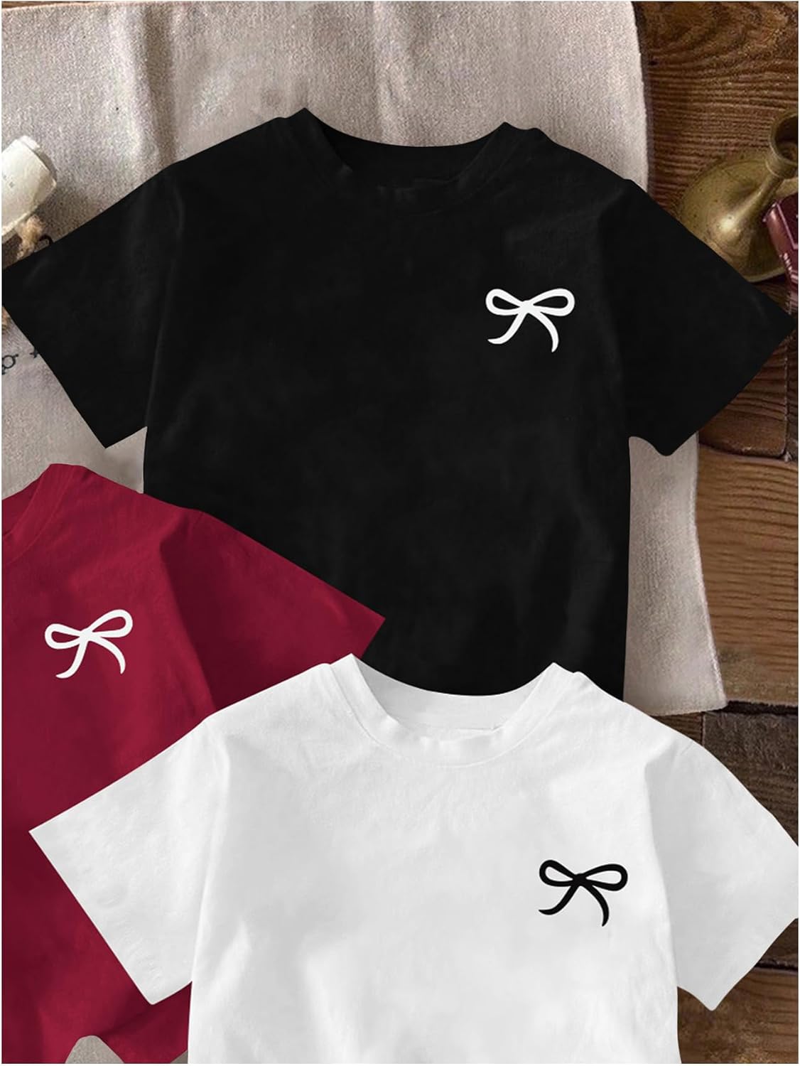 Girl's Bow Cherry Graphic Tees Short Sleeve Crewneck Cute T Shirts Tops for Teens Summer Tops - Image 4