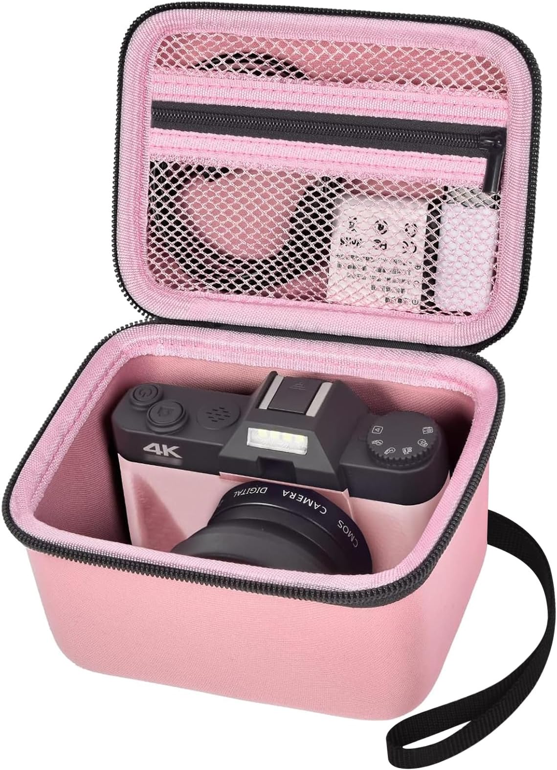 Vlogging Camera Case Compatible with SuperiorTek/for VETEK/for VJIANGER/for OIEXI 4K 48MP Digital Cameras for Youtube, Pink, Storage