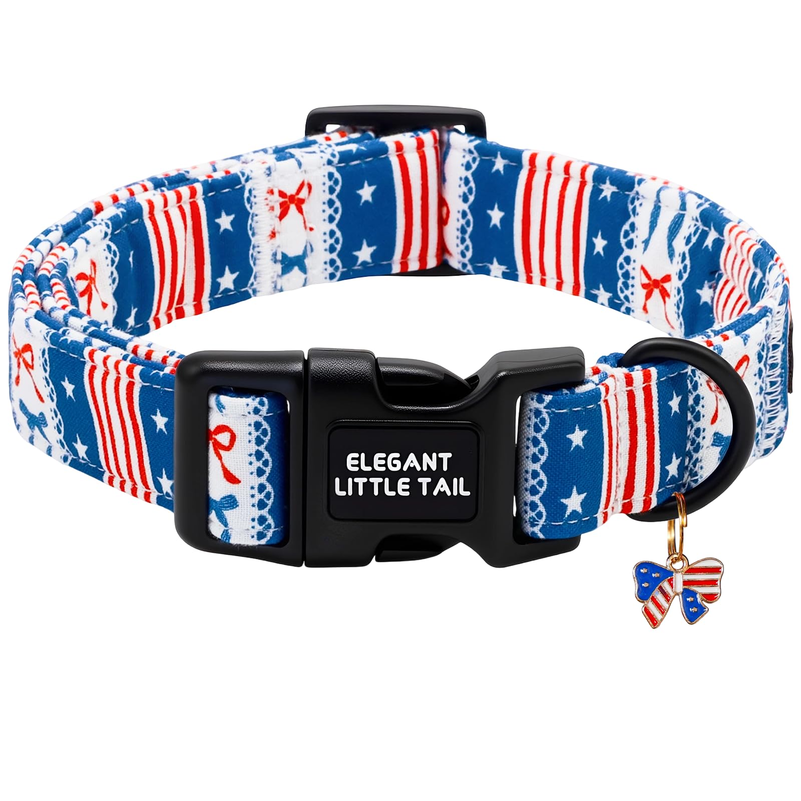 Collier pour chien drapeau américain Elegant little tail réglable bleu avec boucle rapide