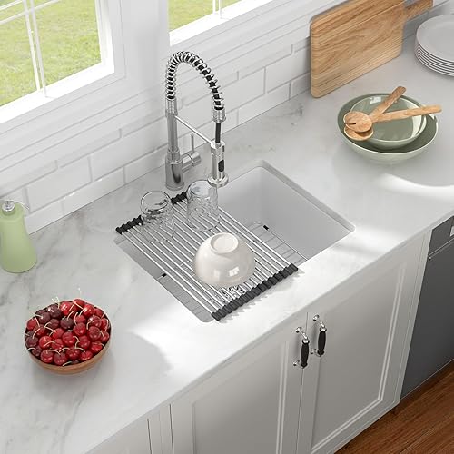 Miniatura 2 de LOF-GC2217 - Fregadero de cocina compuesto de granito de 22 pulgadas, 22 pulgadas, de cuarzo, para debajo de la encimera, lavabo de fregadero de un
