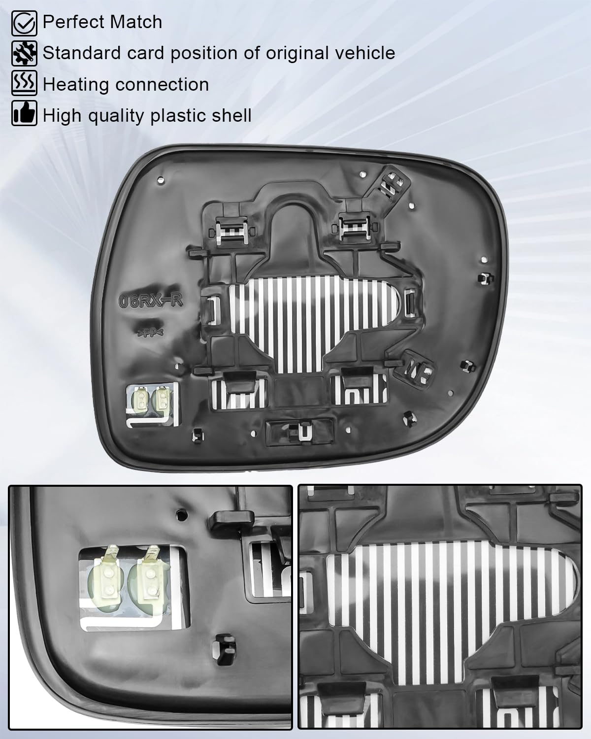 Driver Side Heated Mirror Glass Fit For Lexus RX330 2004-2006 RX350 2007-2009 RX400h 2006-2009, Left Side Rear View Mirror With Rear Holder