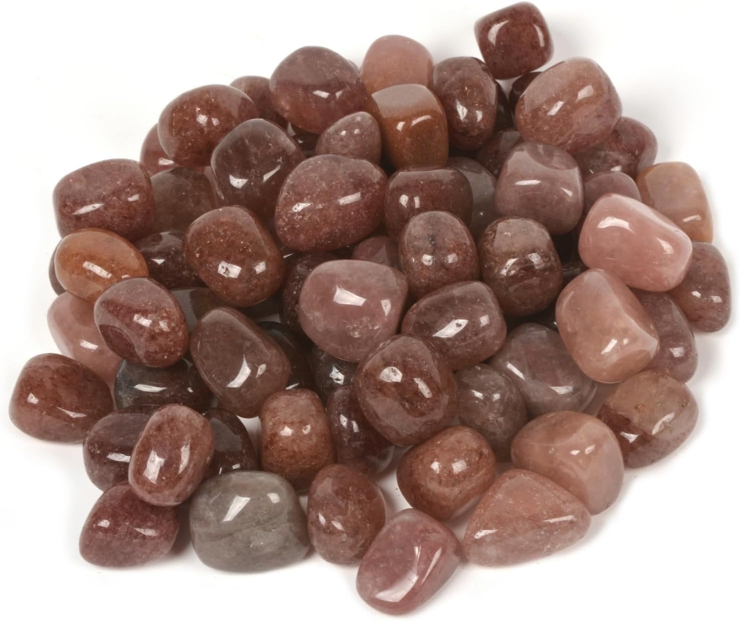 Justinstones 100 Grams Small Strawberry Quartz Tumbled Stone Specimen Collection Pocket Worry Healing Crystal Home Decorations