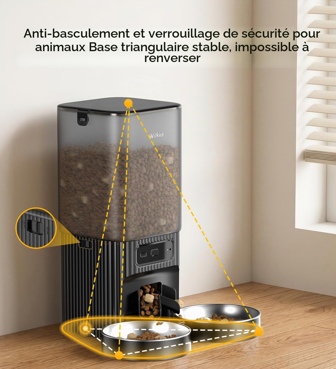 Distributeur Automatique 7L avec APP & WiFi Double-Bande pour Chats/Chiens | 2 bols, 7L, APP, WiFi 2,4G/5G, minuterie programmable, pour plusieurs chats et chiens, noir élégant