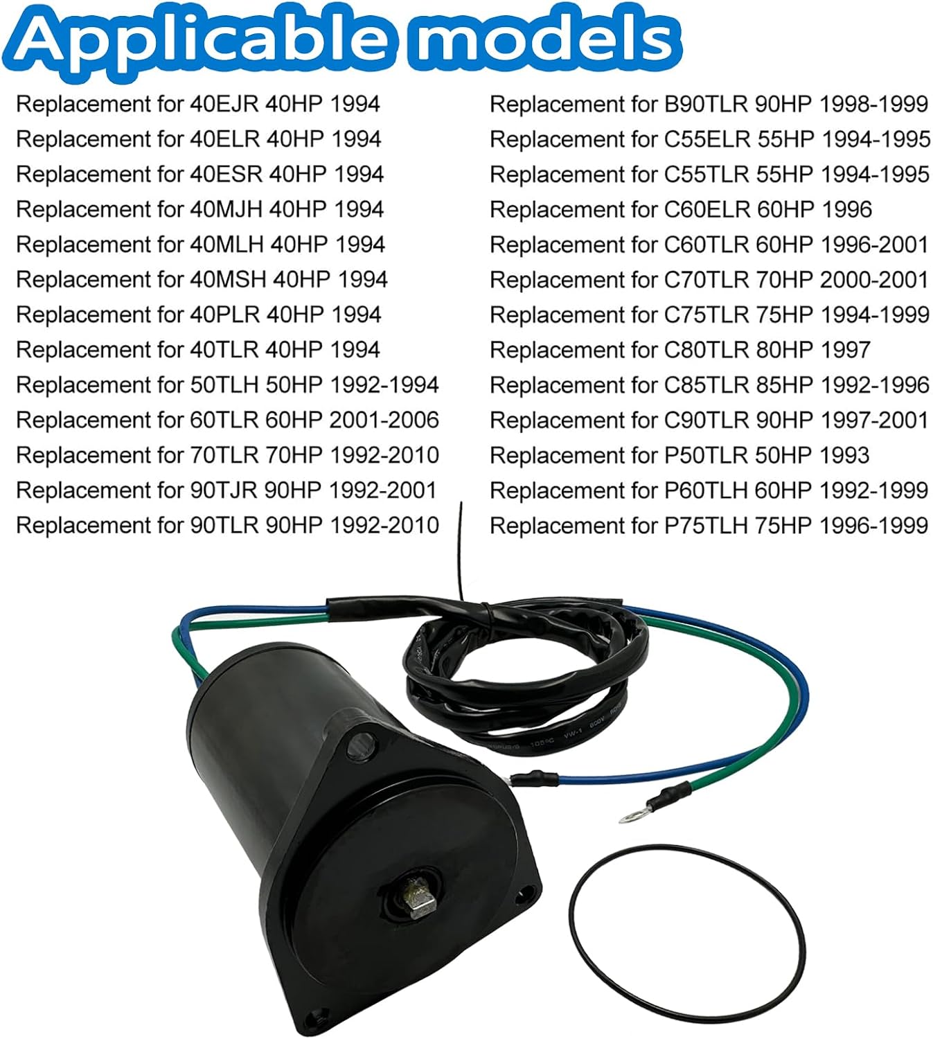 Electrical Power Tilt Trim Motor Compatible with Yamaha Outboard 40HP 50HP 60HP 70HP 80HP 90HP 2Stroke Replace 6H1-43880-02-00 6H1-43880-02 6260 18-6781 PT602NM
