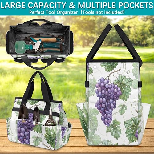 Miniatura 4 de Bolsa de herramientas de jardín de uvas de frutas en acuarela para mujeres y hombres, bolsas de almacenamiento de herramientas de jardinería con 10