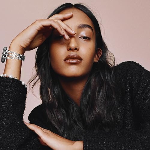 Miniatura 7 de Fullife Compatible con Fitbit Versa 3Fitbit Versa 4 con diamantes de cristal, correa de acero para Fitbit SenseFitbit Sense 2 para mujer, color negro