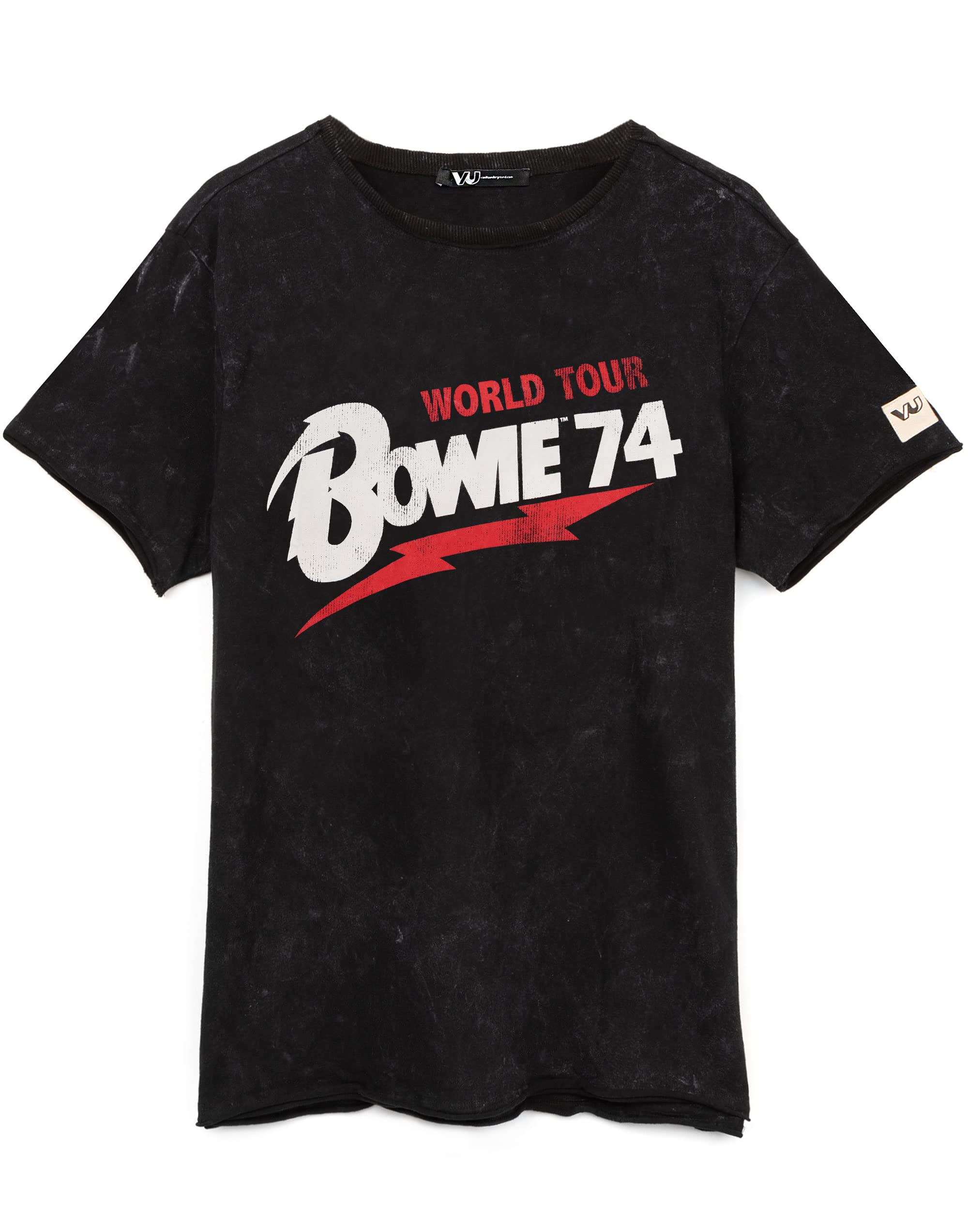 Vanilla Underground Men's Black David Bowie World Tour Graphic Short Sleeved T-Shirt - Medium