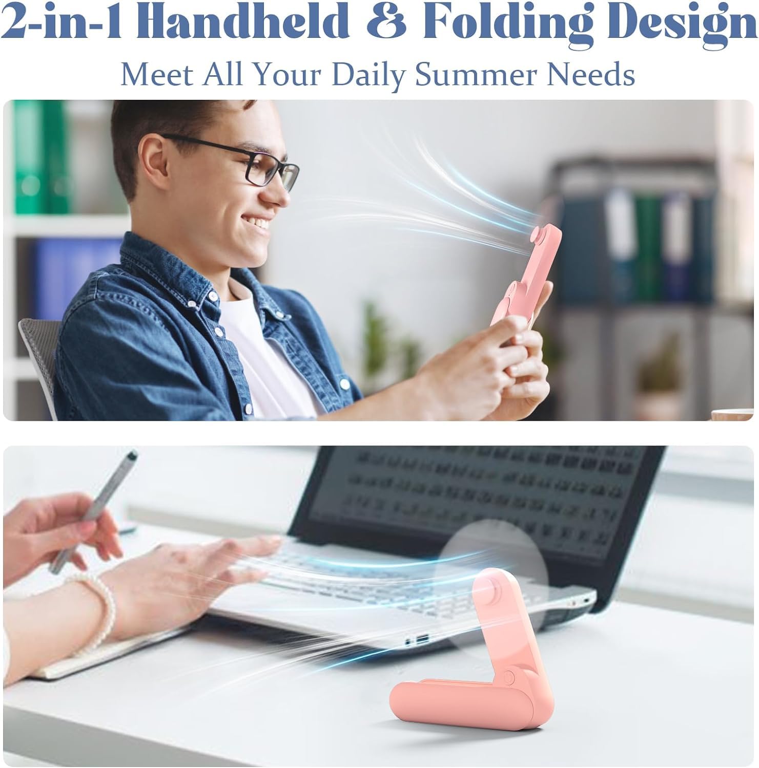 KazeBlast Foldable Handheld Fan Pink-3, 1