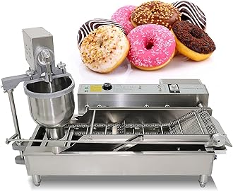 Kolice Automatic 2 Rows Donut Making Machine Automatic Donut Maker Commercial Donuts Making Machine Auto Doughnut Fryer Donuts Frying Collecting Machine with 3 Sizes Molds, auto turning, auto counting