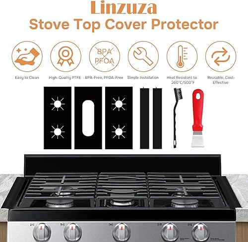 Miniatura 2 de Protectores para estufas de gas, protector de 0.012 in, cubiertas para quemadores de estufa de gas, 3 protectores de alfombrilla de estufa con 2