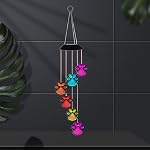 Pierres solaires de vent en extérieur Paw Print LED Vent Chime Lampe Couleur Changement de vent Chimes pour l'extérieur imperméable solaire Éclairage de vent pour extérieur Patio Jardin Décor