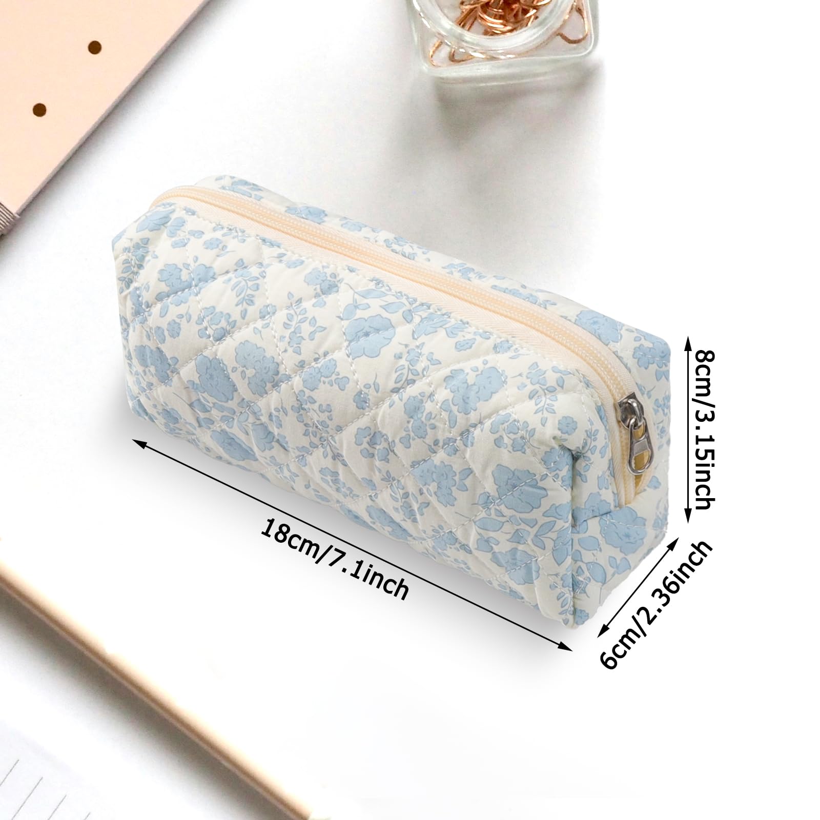 loghohu Floral Style Pencil Bag Floral Pencil Pouch Women Cute Pencil Bag Small Pencil Pouch Flowers Toiletry Organizer Cosmetic Bag Pen Pencil Cases Organizer for College Travel - Image 2