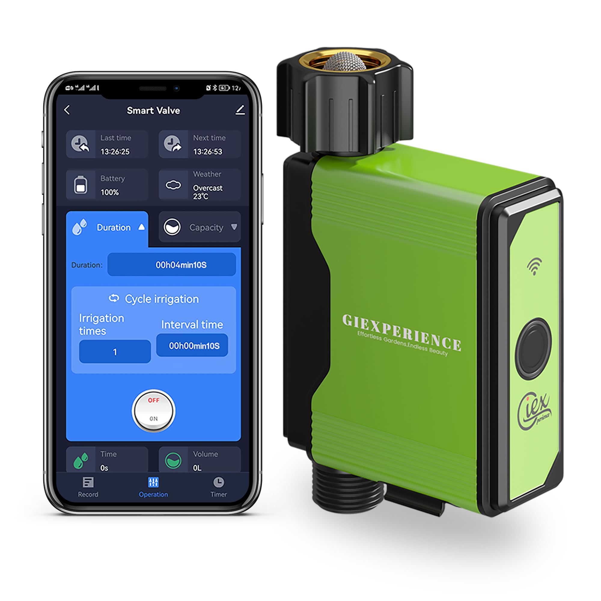 Minuteur d’arrosage de Jardin Intelligent Bluetooth avec débitmètre à Turbine intégré, 10 programmes, Compatible Tuya Smart et Smart Life