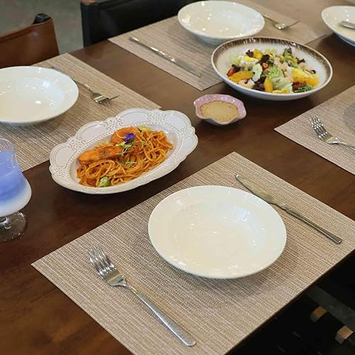 Miniatura 32 de AHHFSMEI Juego de 6 manteles individuales para mesa de comedor, manteles individuales de vinilo tejido de plástico, antideslizantes, aislamiento