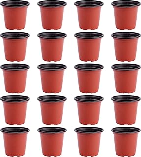 Cabilock Vasos de plástico para berçário, 20 peças, flores de mudas, vasos de plástico, à prova d'água, vasos de plástico, para suculentas, corte de mudas, transplante