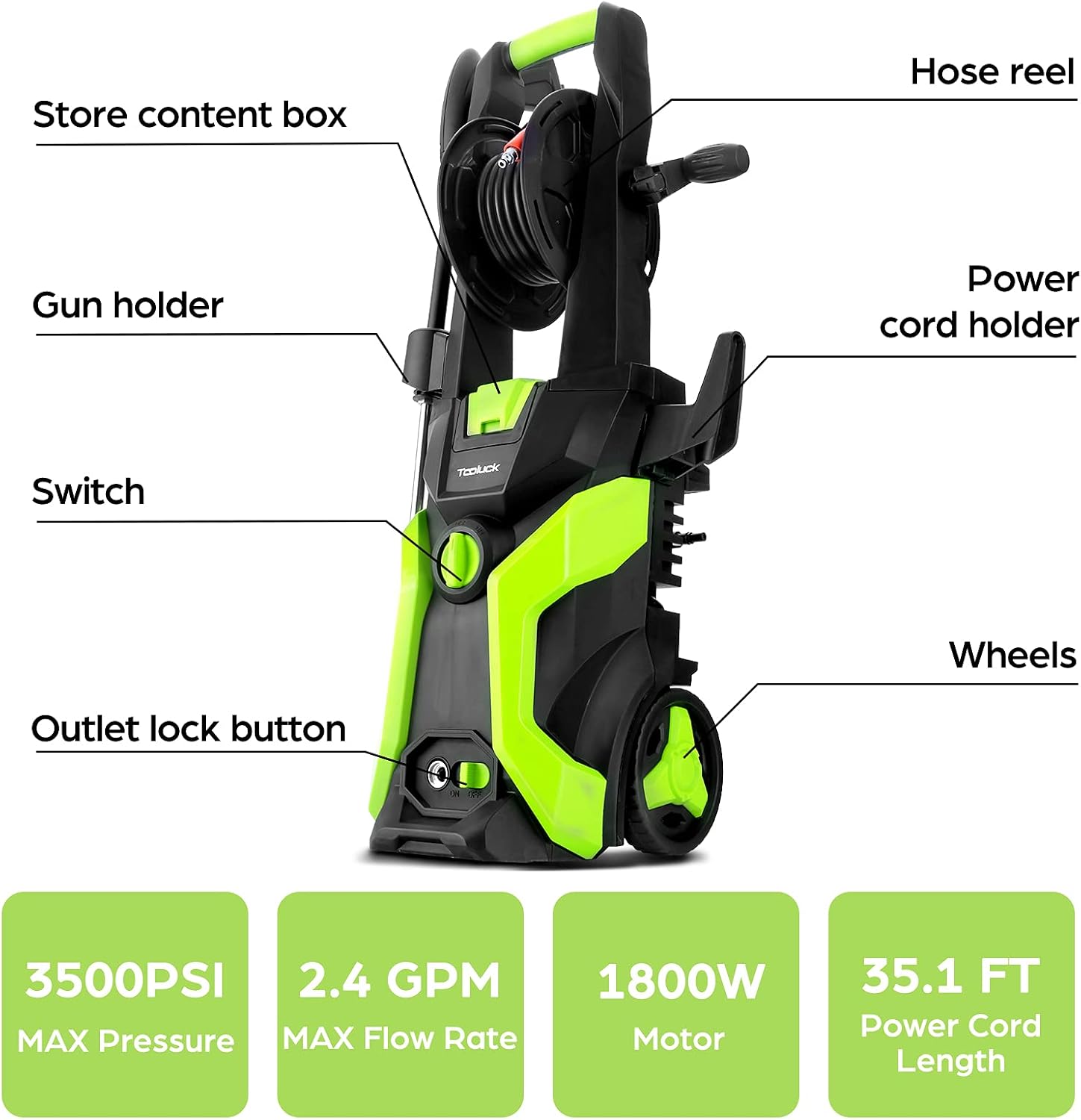 Hоttеѕt Sаlе Pressure Washer TOOLUCK 1350PSI Power Washer 1.11 GPM Electric Pressure Washer 1400W High Power Washer Surface Cleaner Machine with Hose Reel & 4 Nozzles Exсluѕіvе Sресіаl Pressure Washer TOOLUCK 1350PSI Power Washer 1.11 GPM Electric Pressure Washer 1400W High Power Washer Surface Cleaner Machine with Hose Reel & 4 Nozzles