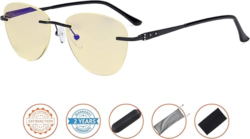 Vista 22 de CessBlu Ladies Cat-eye Blue Light Blocking Glasses Anti Glare UV Rimless Computer Eyeglasses for Women Reading Screen