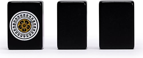 Miniatura 5 de Yellow Mountain Imports Japanese Riichi Mahjong - Juego de azulejos negros de tamaño estándar y caja de vinilo con azulejos de viento oriental juego