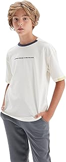 تيشرت تريكو مقاس كبير بأكمام قصيرة ورقبة دائرية ضيقة للأولاد من ديفاكتو، D0986A8