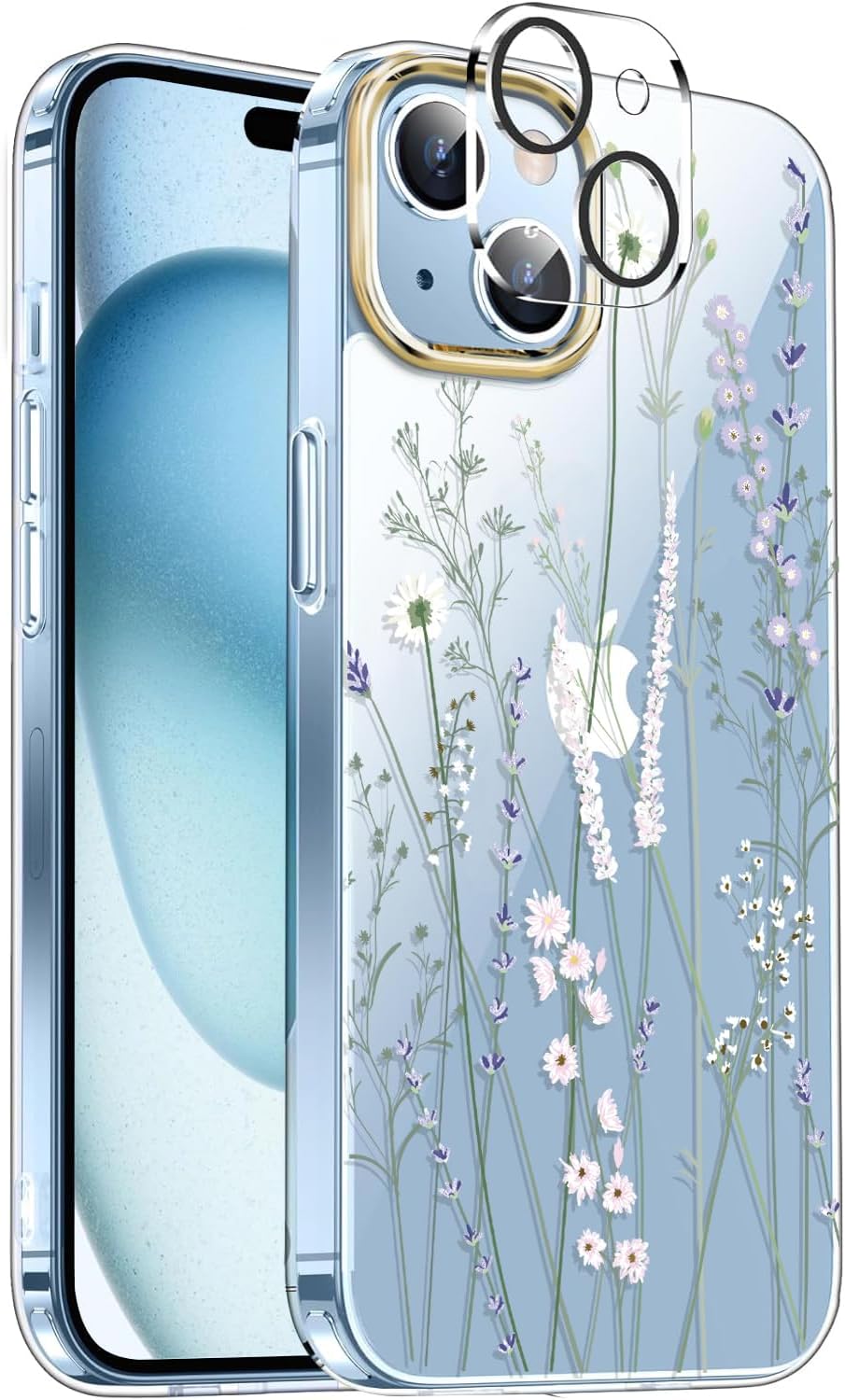 luolnh Custodia protettiva con glitter dorato compatibile con iPhone 14 Pro con design in marmo antiurto sottile e morbido silicone TPU Custodia paraurti per iPhone 14 Pro 6.1 pollici 2022 (ciano-blu
