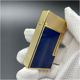 Side Slide Personalized Vintage Steel Tone Premium Pure Copper Metal Classic Flame Flip Top Lighter Flat Sound Refillable Metal Lighter, Pure Copper Butane Filled Side Cigar Lighter with Gift Box, Gif