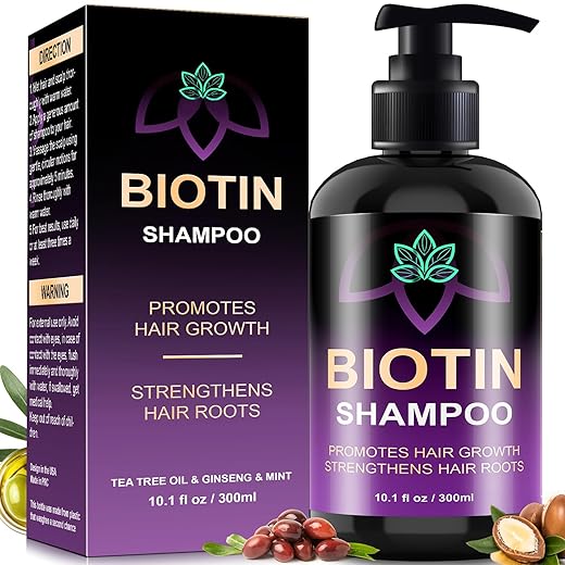 Biotin Hair Growth & Thickening Shampoo with Root Activator, Hair Loss Shampoo for Men And Women, Strengthen Roots, Control Oil & Thicken Thin Hair, Sulfate-Free, for All Hair Types, 10.1 Fl Oz-Fresh