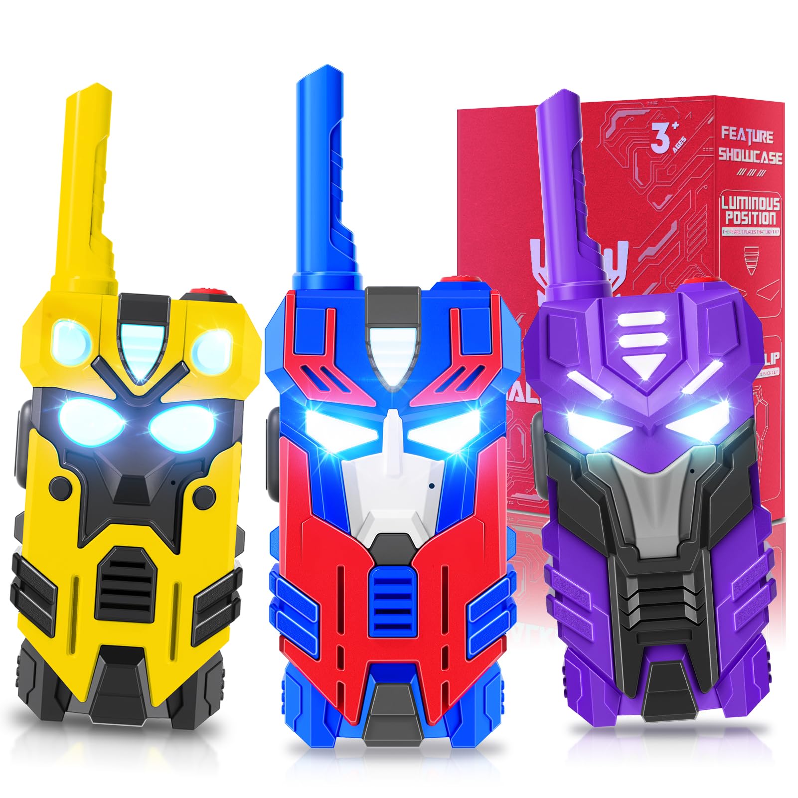 Photo 1 of Transform Toys Walkie Talkies for Kids, 3 Pack with Cool Light-Up Eyes & 2500 FT Range, Outdoor Camping Toys, Birthday Gifts for Boys Girls Ages 3-12